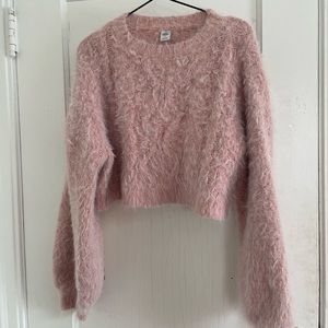 Urban outfitters fuzzy cable knit cropped sweater